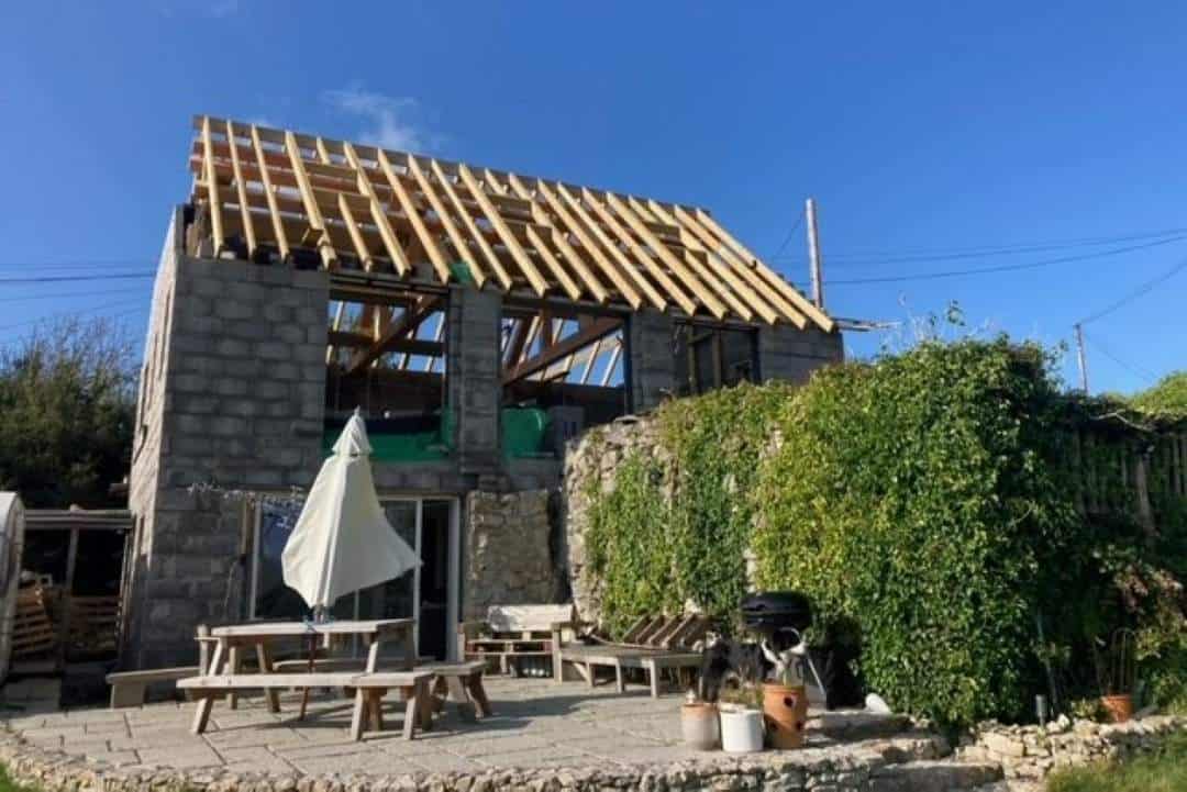 Building a new roof in Deiniolen, near Llanberis Building a new roof in Deiniolen, near Llanberis, North Wales
