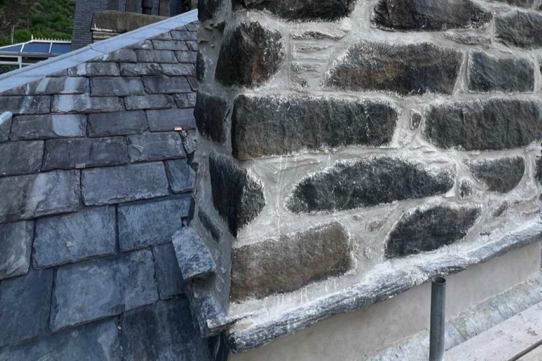 Working on roof restoration in Llanfairfechan, North Wales