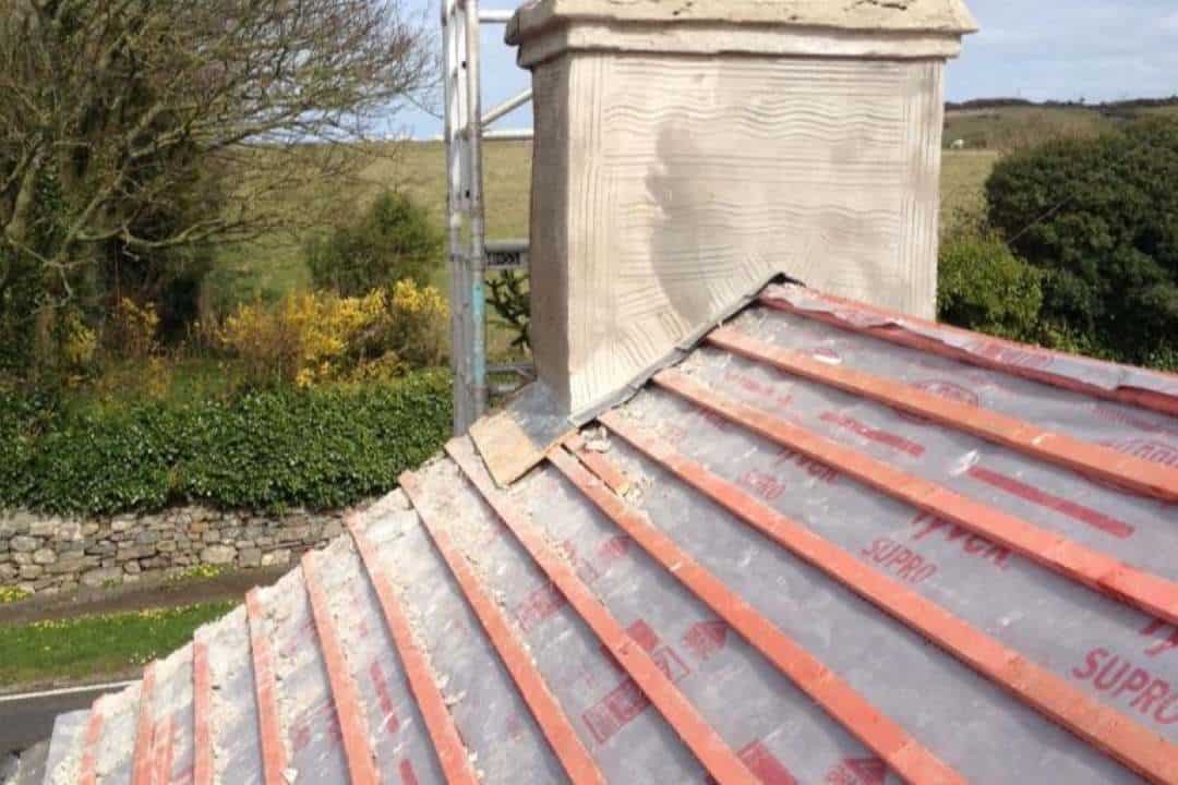 A full roof restoration in progress in Menai bridge A full roof restoration in progress in Menai bridge, North Wales