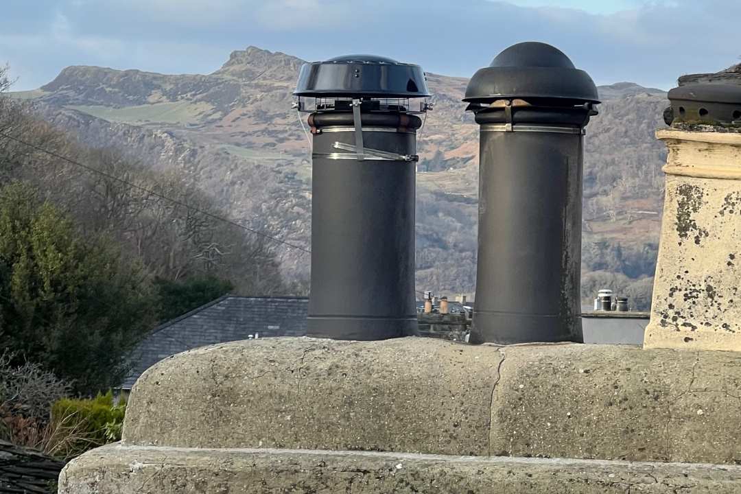 At work on a roof repair in Porthmadog, North Wales