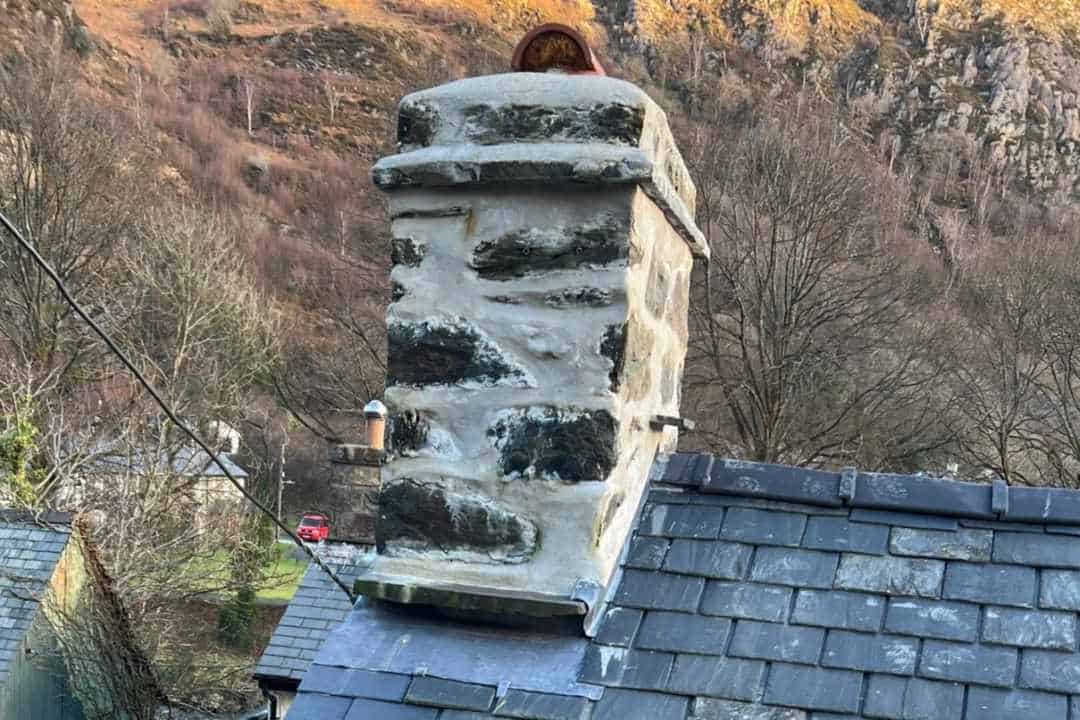 Our team fixing a roof in Garndolbenmaen, North Wales