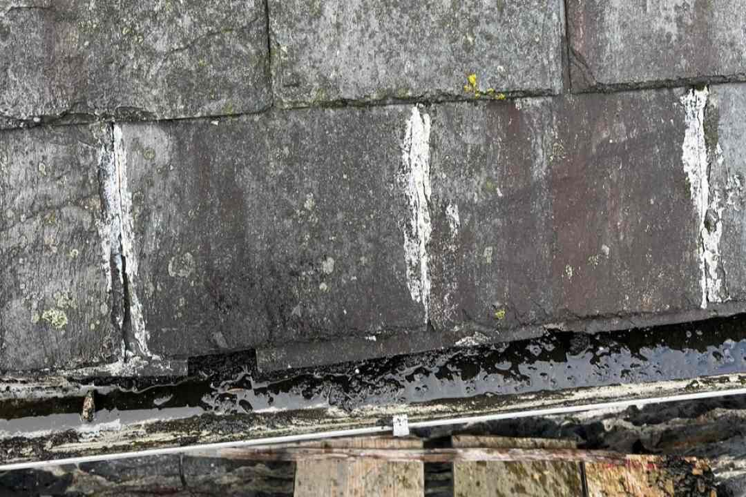 A roof repair in progress in Llanrug, North Wales