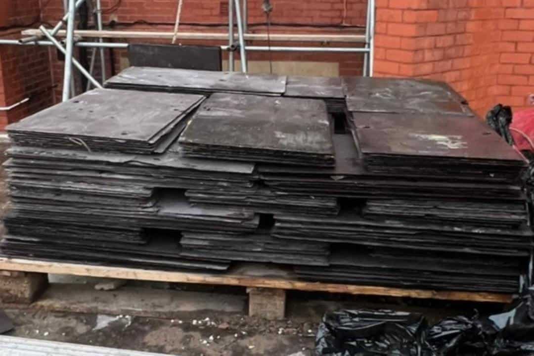 A full roof restoration in progress in Conwy A full roof restoration in progress in Conwy, North Wales